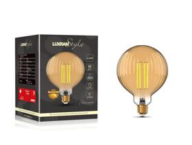 4300462  Classic Style LED Globe 120mm E27 Dimmable 6.5W 2100K Extra Warm White Gold Ripple Glass
